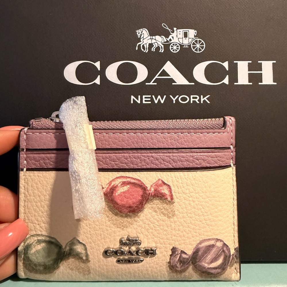 Coach Lavender and Beige Candy Print Card Holder - Picture 3 of 5